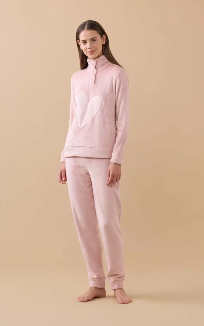 Completo loungewear donna lisette in ciniglia felpata collo a V